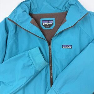Patagonia Shelled Synchilla Jacket Mens XL Teal Brown Fleece Lined Bomber Zip